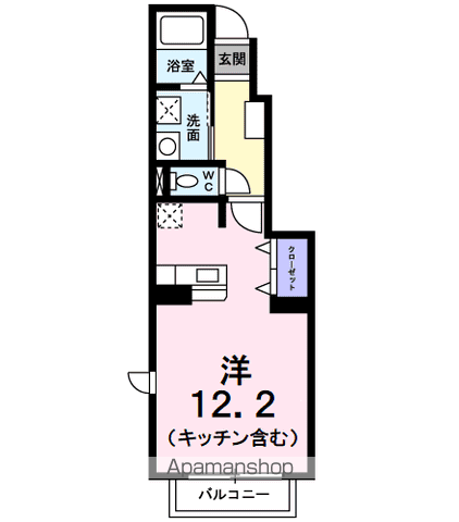 ペルルミニョンⅠ(ワンルーム/1階)の間取り写真