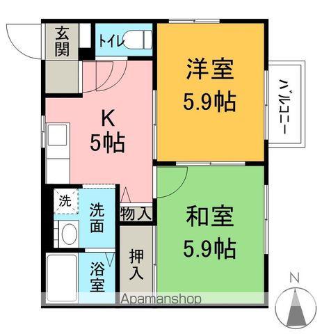 ディアス・松美(2K/1階)の間取り写真