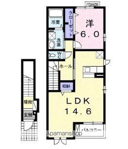 MS GARDEN 檜山(1LDK/2階)の間取り写真