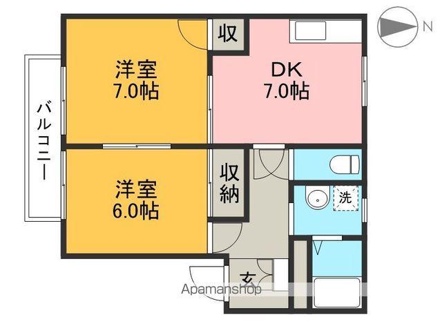 リバティハウス(2DK/1階)の間取り写真
