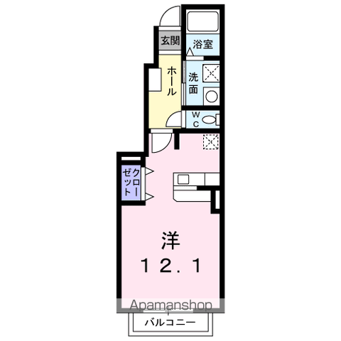 クレール(ワンルーム/1階)の間取り写真