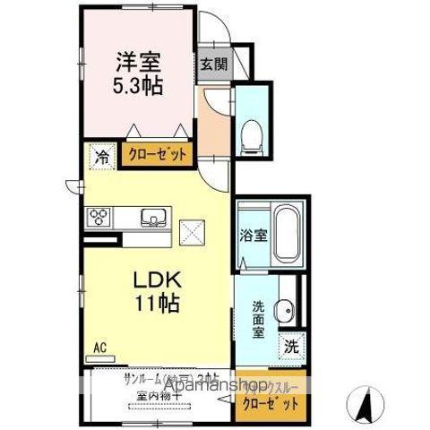 YS STORIAM D(1LDK/1階)の間取り写真