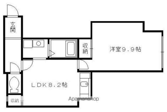 鳴滝音戸山町マンション(1DK/2階)の間取り写真