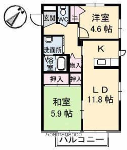 レジデンス高砂(2LDK/1階)の間取り写真