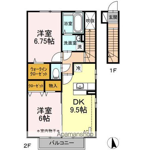 アベンシス(2DK/2階)の間取り写真