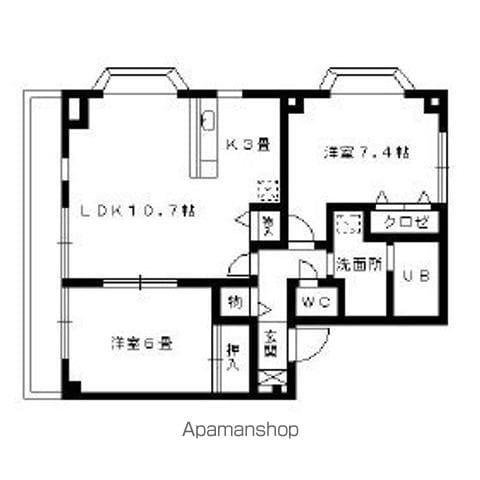 フォーブル三嶋(2LDK/3階)の間取り写真