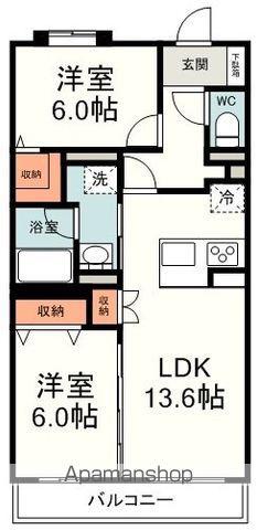 VIOLA神明町(2LDK/2階)の間取り写真