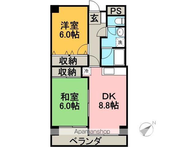 ヴァンヴェール赤坂(2DK/1階)の間取り写真