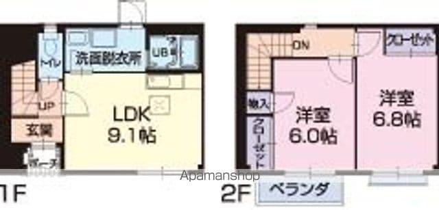 リバティツウB棟(2LDK/2階)の間取り写真