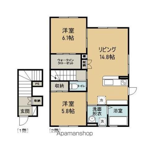 FLECHIR B棟(2LDK/2階)の間取り写真