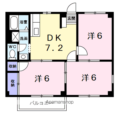 シティハイツSUZUKIⅡ(3DK/1階)の間取り写真