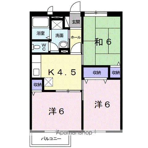 タウニィ21Ⅱ(3K/2階)の間取り写真