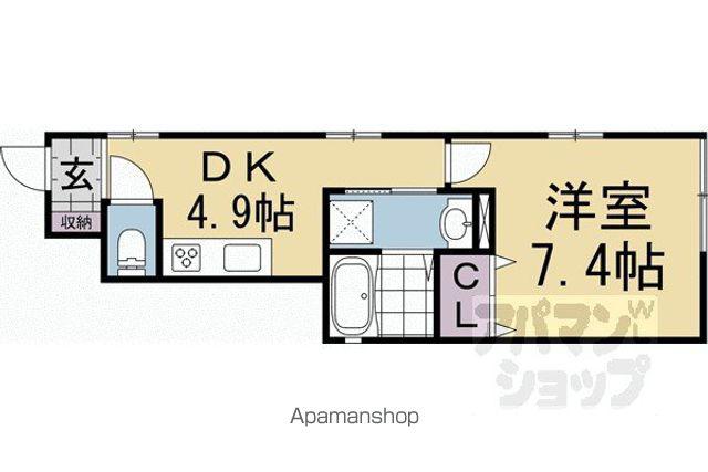 ユアメゾン二条城北(1DK/1階)の間取り写真