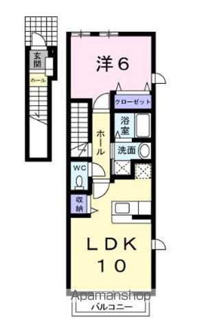 メゾン ド ロベリア(1LDK/2階)の間取り写真