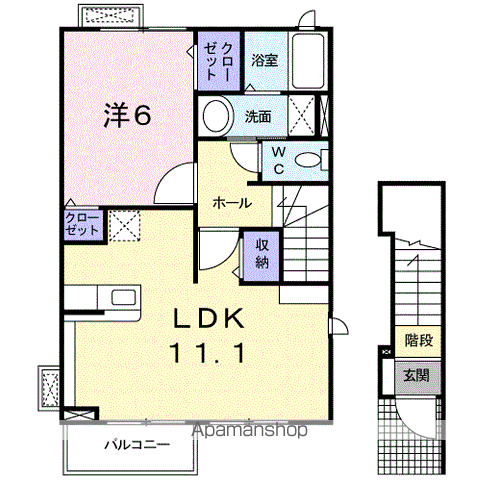 クレメント・レジデンスⅢ(1LDK/2階)の間取り写真