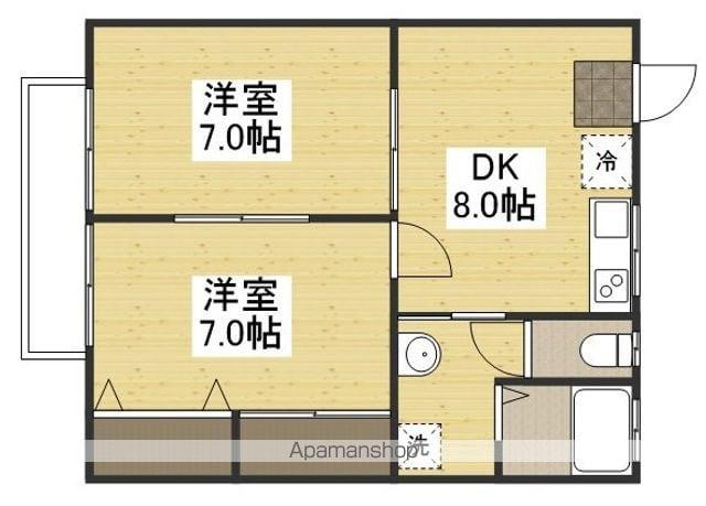 シャンポールⅢ(2DK/2階)の間取り写真