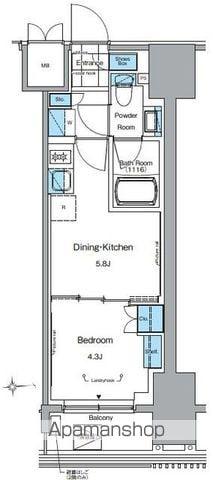 ルフォンプログレ田原町(1DK/5階)の間取り写真