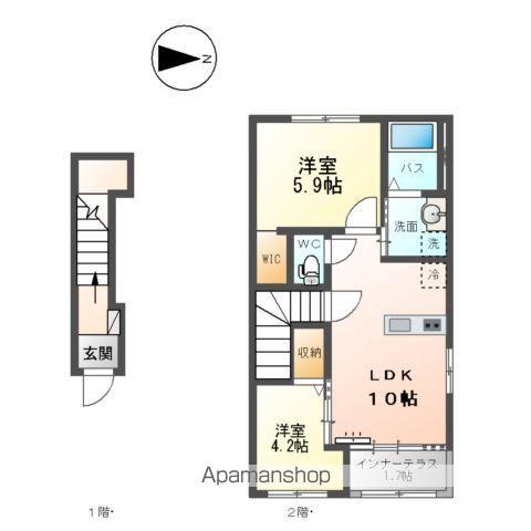 サルドゥ レ ユニオン(2LDK/2階)の間取り写真