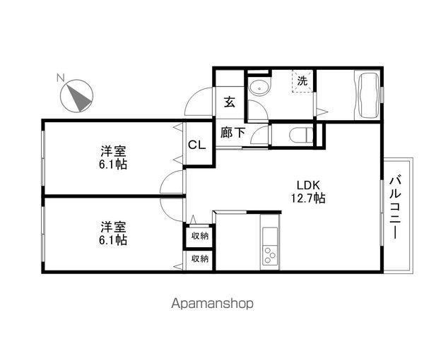 レジデンス琵琶(2LDK/2階)の間取り写真