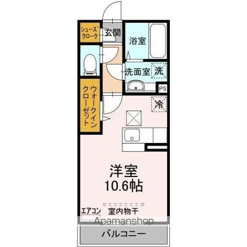 サンシャインヒルズ厨(ワンルーム/1階)の間取り写真