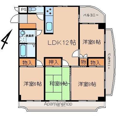 ビアン本間Ⅱ(4LDK/2階)の間取り写真