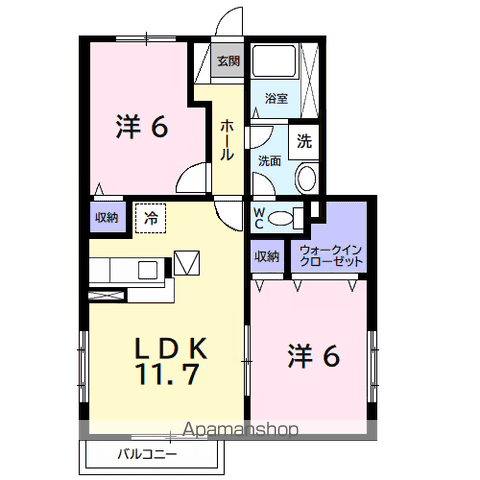コモド・フォレスタⅡ(2LDK/1階)の間取り写真