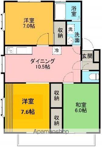 旭ルーミー天童5号館(3LDK/2階)の間取り写真