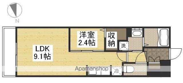 月光 岡山旭東町(1LDK/3階)の間取り写真