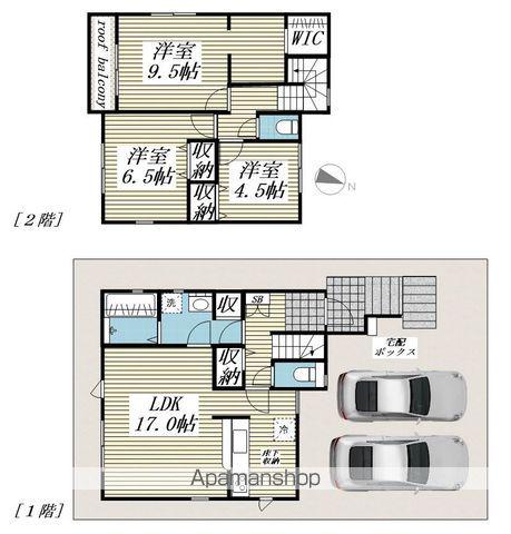 総武本線 四街道駅 バス乗車時間：13分 つくし座郵便局前バス停で下車 徒歩4分 2階建 築2年(3LDK)の間取り写真