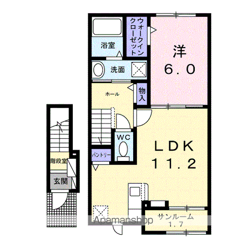 リベルテⅠ(1LDK/2階)の間取り写真