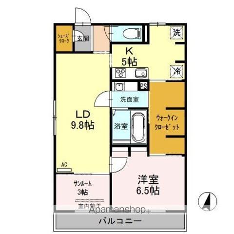 SKY TERRACEⅠ(1LDK/3階)の間取り写真