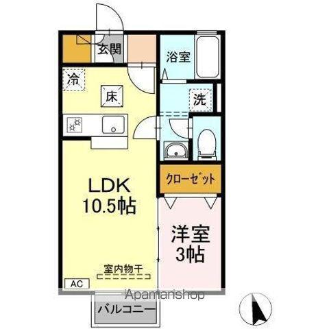 ユーラナス木太(1LDK/1階)の間取り写真