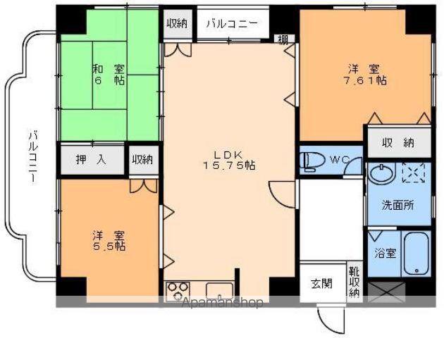グランドステイタス道後(3LDK/2階)の間取り写真