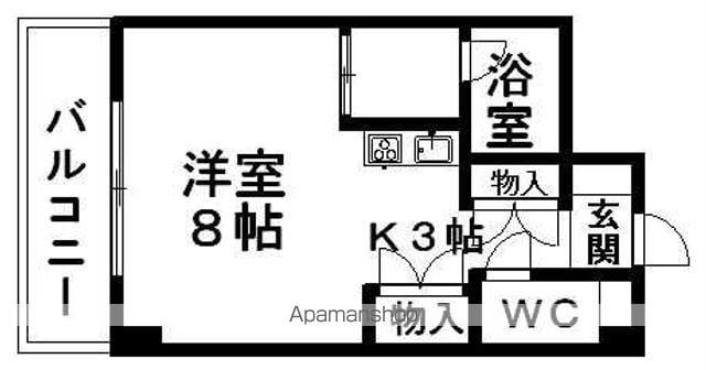 伊予鉄道本町線 本町６丁目駅 徒歩9分 4階建 築28年(1K/3階)の間取り写真