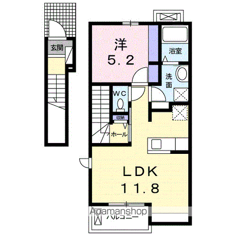 レジデンス鳥生10(1LDK/2階)の間取り写真