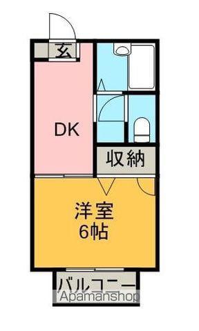平形巴ハイツⅡ(1DK/2階)の間取り写真