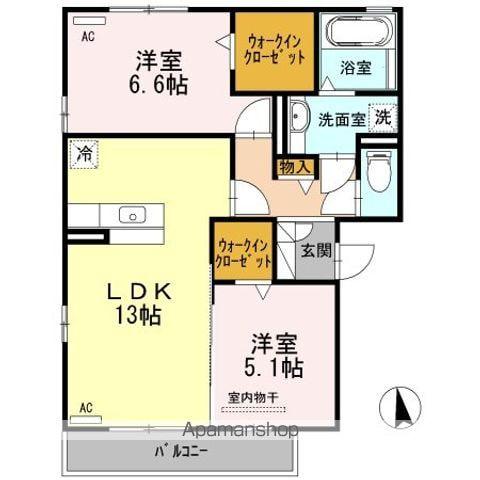 セジュール三ツ池 A棟(2LDK/2階)の間取り写真