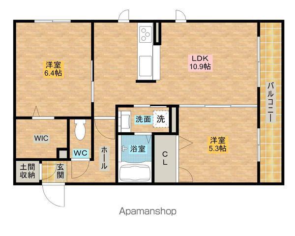 シャーメゾンパティオ(2LDK/2階)の間取り写真