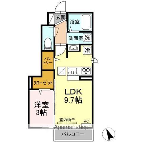 コリーヌ・ドゥ(1LDK/1階)の間取り写真