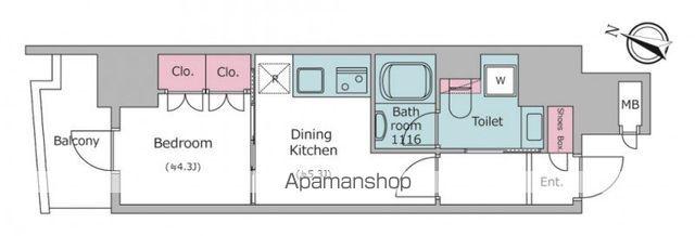 クロスレジデンス日本橋本町(1DK/6階)の間取り写真