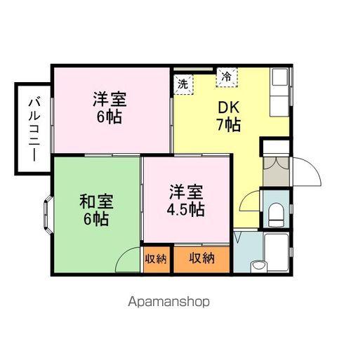 パレスナカシマ新涯(3DK/2階)の間取り写真