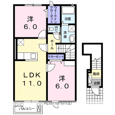 グレイス K(2LDK/2階)の間取り写真