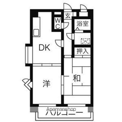 シャトー若葉(2DK/3階)の間取り写真