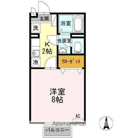 セジュール伊吹(1K/2階)の間取り写真