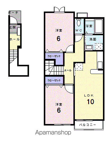 アルハンブラ一番館(2LDK/2階)の間取り写真