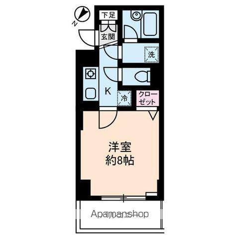 ソレイユ駒沢(1K/8階)の間取り写真