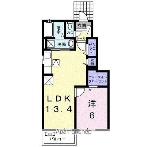 ゼファー・プレッソ(1LDK/1階)の間取り写真