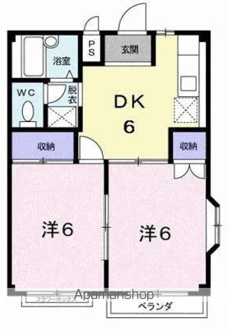 ピースフルハイツ(2DK/1階)の間取り写真