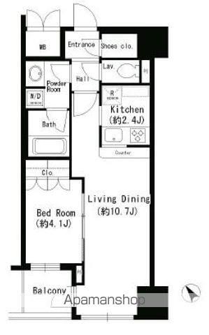 エスティメゾン四谷坂町(2LDK/5階)の間取り写真