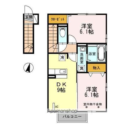 リバーグリーン(2DK/2階)の間取り写真